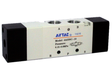 4A330E08T AIRTAC CONTROL VALVE, 4A3 SERIES, DOUBLE SOLENOID 4 WAY 3 POSITION EXHAUST (OPEN) CENTER AIR PILOTED, 1/4"NPT, NONE
